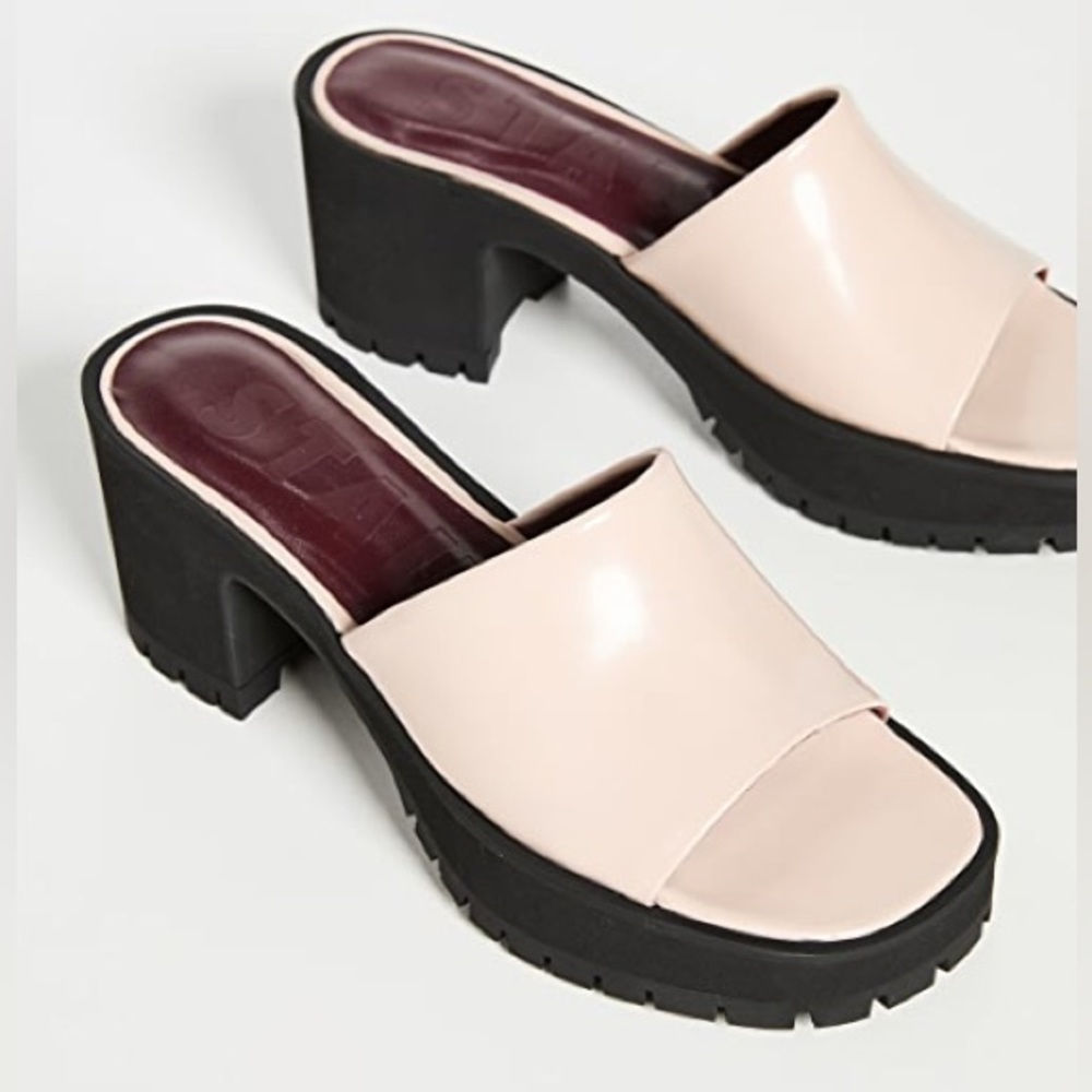 STAUD Black and Cream Platform Mules